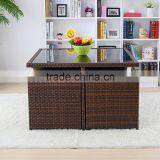 Simple Design Dining Room Furniture Garden 4 Chairs Rattan Wicker Outdoor Tea Dinning Table Set thumbnail-5