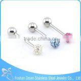 2016 Surgical Steel Crystal Ball Gauge Unique Tongue Ring thumbnail-1