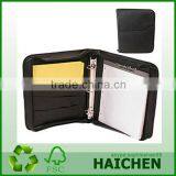 Black Leather Zippered 3 Ring Binder / Folder / Portfolio thumbnail-6