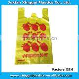 Bio-degradable Plastic T-shirt shopping bags in supermarket and grocery