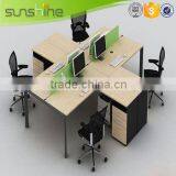 Sunshine Furniture Cheap 4 Person Office Partition Used Wood Laminate Melamine Finishing With Mobile Pedestal thumbnail-2