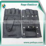 Stud Black Half Finger Leather Driving Gloves