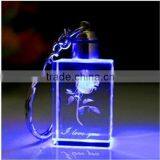 Beautiful 3d Laser Crystal Keychain for Souvenir or Holiday Gifts
