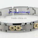 New High Quality Mens Bracelets Gold Link Style With Magnet thumbnail-3