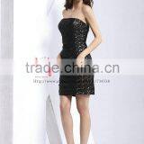 Off-shoulder Sexy Backless Embroidered Black Satin Girls Short Special Occasions Prom Dress 8032 thumbnail-2