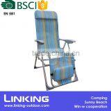 5 Position Striped Luxury Beach Reclining Chair With Footrest