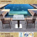 3 PIECES outdoor stainess steel foot rattan table rattan chairs and tables(TC068)