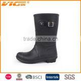 Black Elegant Cowboy Lady Pvc Rain Boots thumbnail-1