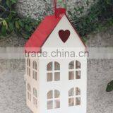 Red-White House Lantern With Led Light Inside thumbnail-1
