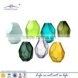 DALIAN CRYSTAL COAST HAND BLOWN STAINED MULT-FACETED GLASS VASE thumbnail-1