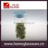 Hand Decorated Glass Storage Jar With Design Metal Lid