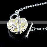 Glowing Bracelet Silver Glow in Dark Heart Pendant Luminous Bracelet thumbnail-3