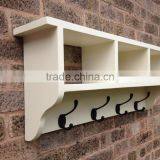 Wall Mounted MDF Wooden Decorative Floating Wall Shelf With Metal Hooks thumbnail-5