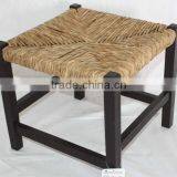 Vintage Folk Art Black Finish Small Footstool With Rush Seat thumbnail-1