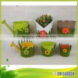Flannelette Decorative New Colored Metal Watering Can Flower Pot thumbnail-1