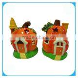 Yellow Ceramic Halloween Pumpkins In House Shape thumbnail-1