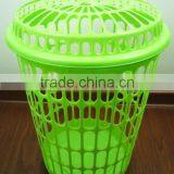 Round Plastic Laundry Basket Hamper With Lid thumbnail-1