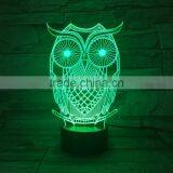 UCHOME Owl 3D Illusion Lamp 7 Color Changing Touch/Press Table Desk LED Night Light thumbnail-1