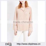Wholesale Women Newest Collar Long Sleeves Buttoned Cuffs Polka Dot Printed Silk Shirt(DQE0155T) thumbnail-1