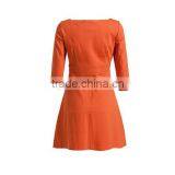 Hot Sale Promotion Products Ladies' Loose Fit A-line Square Necked 3/4 Sleeve Fashionable Dress for Fat Women thumbnail-3