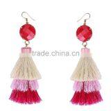 Bohemian Multilayer Tassel With Resin Gems Dangle Earrings for Women thumbnail-2