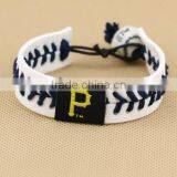 Baseball Leather Braided Bracelet, Handwoven Baseball Sports Leather Bracelet, Custom Logo Leather Bracelet for Promotion thumbnail-1