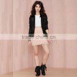 MGOO High Quality Wool Skirt For Women Winter Knitted Plain Pink Bodycon Short Skirts 142M411 thumbnail-3