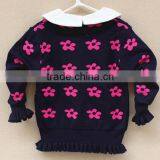 Best-selling Kids Girls Ruffle Frill Bottom Flower Knitted Pullover Sweater thumbnail-2