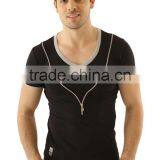 V-neck Fashion t Shirt With Chest Zip thumbnail-1