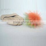 Myfur Random Color Raccoon Fur Pompom Knit Beanie Hat Wholesale thumbnail-6