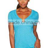 Next Level Apparel Ladies' Tri-Blend Deep V Tee - Made of Pre-shrunk 50% Polyester, 25% Cotton, 25% Rayon. Comes With Your Logo thumbnail-1