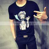 Wholesale Customised Print Design Black Cotton T-shirt For Men,Plain Mens T Shirt thumbnail-1