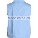 Ladies Office Sleeveless Cotton Blue O-neck Blouse/shirt Tops With Back Zipper-up thumbnail-3