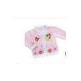Pink Flower 100% Soft Cotton Warm Knitted Baby Coat Wear Sweaters With SGS Machine Washabe thumbnail-1