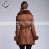 Luxury Fox Fur Trimmed Sheepskin Fur Garment Winter Fox Fur Hood Fur Jacket Bonjovi Original Design DOUBLE FACE Fur Coat thumbnail-2