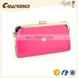CR High Reputation Supplier Smooth pu Surface Cluch Bag Long Chain Rose Red Fashion Noble Ladies Party Purse