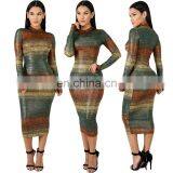 LAITE D2113 2020 Autumn Women Casual Dresses Ladies Stripe Gradients Dresses Women Dress thumbnail-5