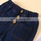 Kids Ribbed O Neck Off-Shoulder Tops Shirts & Denim Jean Flared Pants Casual Outfit Spring Fall Winter Clothes thumbnail-5