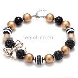 Girl Necklace With Gold Bow Kids Children Chunky Bubble Beads Necklace Holiday Jewelry Gift thumbnail-1