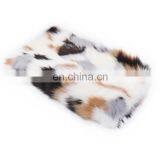 Recyclable Manufacturers Colorful Square Jacquard Plush Soft Warm Luxury Long Faux Fur Throw Blanket for Winter thumbnail-4