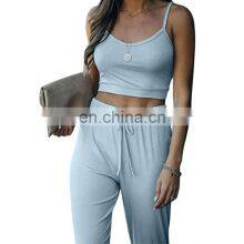 Manufacturer Customized LOGO New Women's Short Sling With Trousers Sports and Leisure Two-piece Suit thumbnail-5