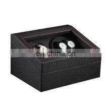 Black Carbon Fiber PU Leather 4+6 Automatic Mechanical Winding Shaker Motor Box Watch Sales Storage Box thumbnail-1