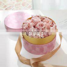 Custom High Quality Luxury Round Hat Velvet Rose Flower Box Tube Gift Paper Cardboard