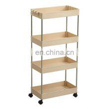 Metal Mesh Rolling Cart Space-saving Storage Rack Shelving With Basket And Cover Board thumbnail-5
