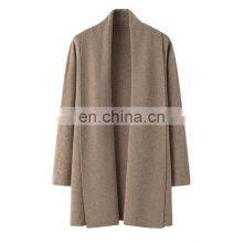 Trendy Loose Knitted 100% Cashmere Cardigan Long Casual Winter Sweater With Solid Pattern and Front Logo for Ladies thumbnail-4