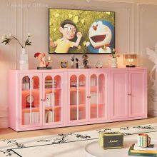 Enclosed Glass Bookcase With Multi-Layer Shelves & Safe Rounded Edges – Ideal for Living Room Storage & Office Spaces thumbnail-5