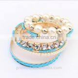Multilayer Pearl Glass Rhinestone Beaded Twist Leather Bracelet& Bangle Jewelry thumbnail-6