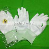 Top Sale White Carbon Fiber ESD PU Palm Fit With Nylon Liner Safety Working Gloves thumbnail-1