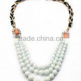 Triple Strand White Bead Necklaces Summer Jewelry thumbnail-1
