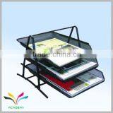 China Manufacturer Wholesale School Stationery Office Desktop Metal Mesh Stackable Document Tray thumbnail-1